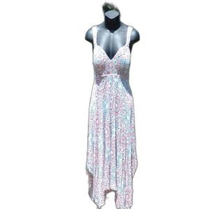 American Rag Cie Red White and Blue Mosaic Smocked Dress Size Medium